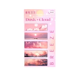 Set 5 bookmark nam châm với hình ảnh hoàng hôn và mây hồng.