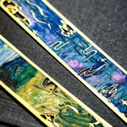 Bookmark kim loại nghệ thuật – tranh Van Gogh, Monet có tua rua xanh