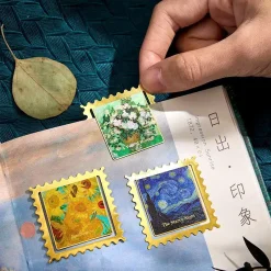 Bookmark hình vuông kim loại nghệ thuật – tranh Van Gogh, Monet cao cấp