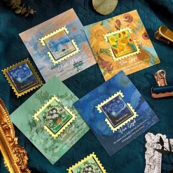Bookmark hình vuông kim loại nghệ thuật – tranh Van Gogh, Monet cao cấp