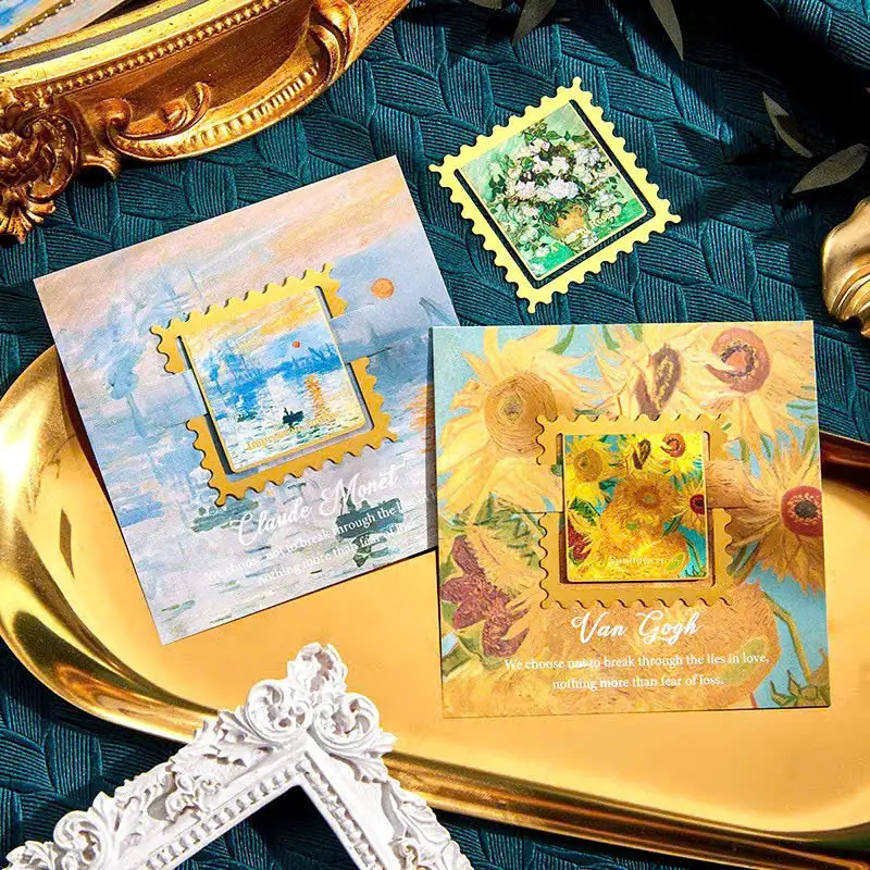 Bookmark hình vuông kim loại nghệ thuật – tranh Van Gogh, Monet cao cấp