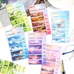 Bộ 5 bookmark nam châm với các hình ảnh mây, hoa và cảnh vật thiên nhiên.