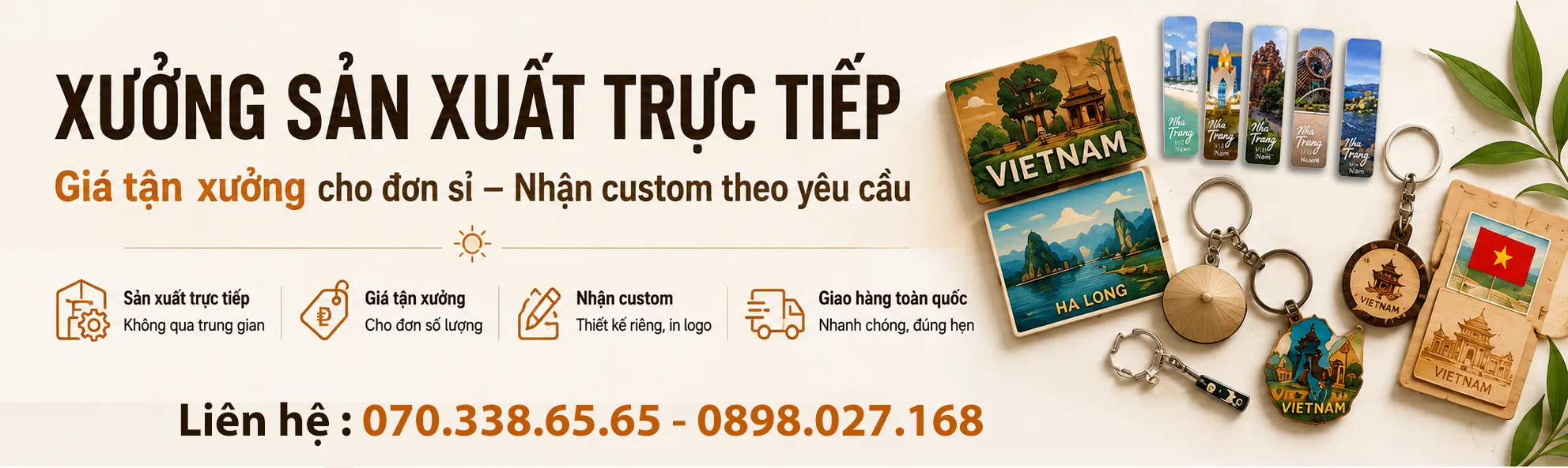 Xưởng sản xuất quà lưu niệm trực tiếp, giá sỉ tốt và nhận custom theo yêu cầu tại Sunshine Gift Shop